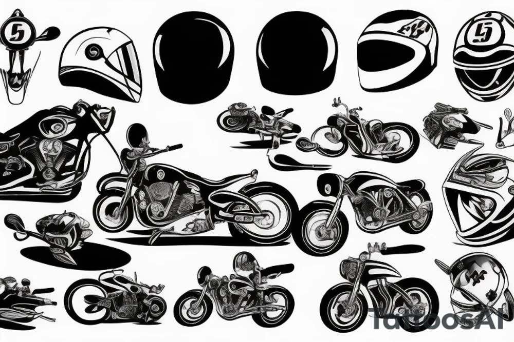 Street bike motorcycle helmet, lighting McQueen tattoo idea