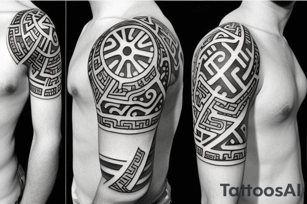 Various Greek and Roman small tattoos to fill a sleeve tattoo idea