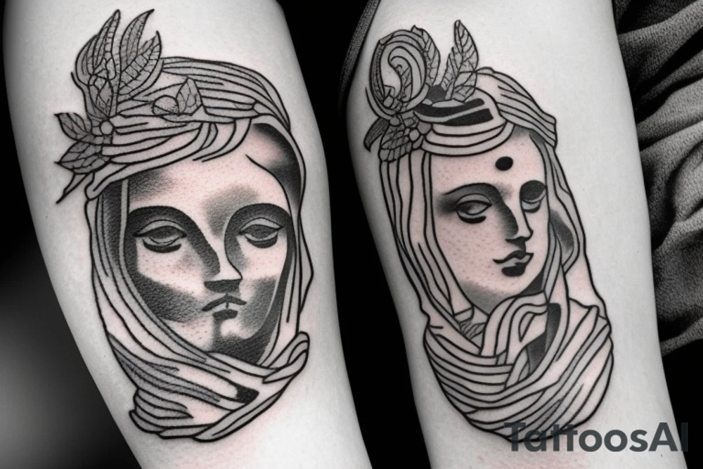Various Greek and Roman small tattoos to fill a sleeve tattoo idea