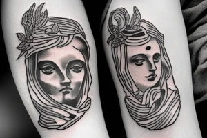 Various Greek and Roman small tattoos to fill a sleeve tattoo idea