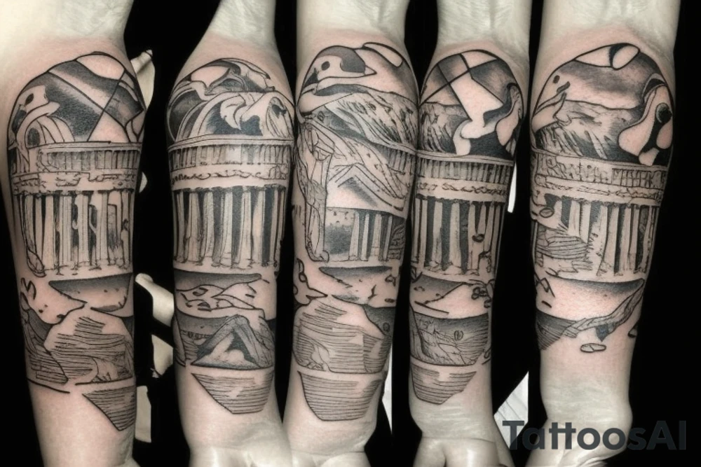 Various Greek and Roman mythology small tattoos to fill a sleeve tattoo idea