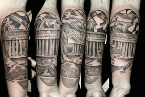 Various Greek and Roman mythology small tattoos to fill a sleeve tattoo idea
