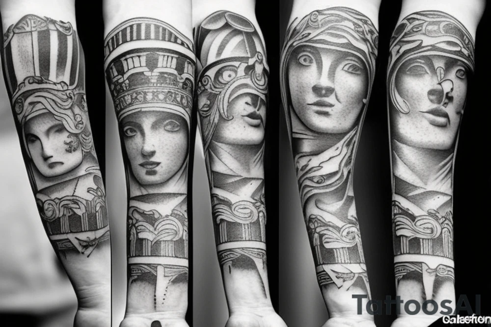 Various Greek and Roman mythology small tattoos to fill a sleeve tattoo idea