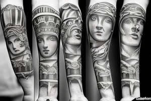 Various Greek and Roman mythology small tattoos to fill a sleeve tattoo idea
