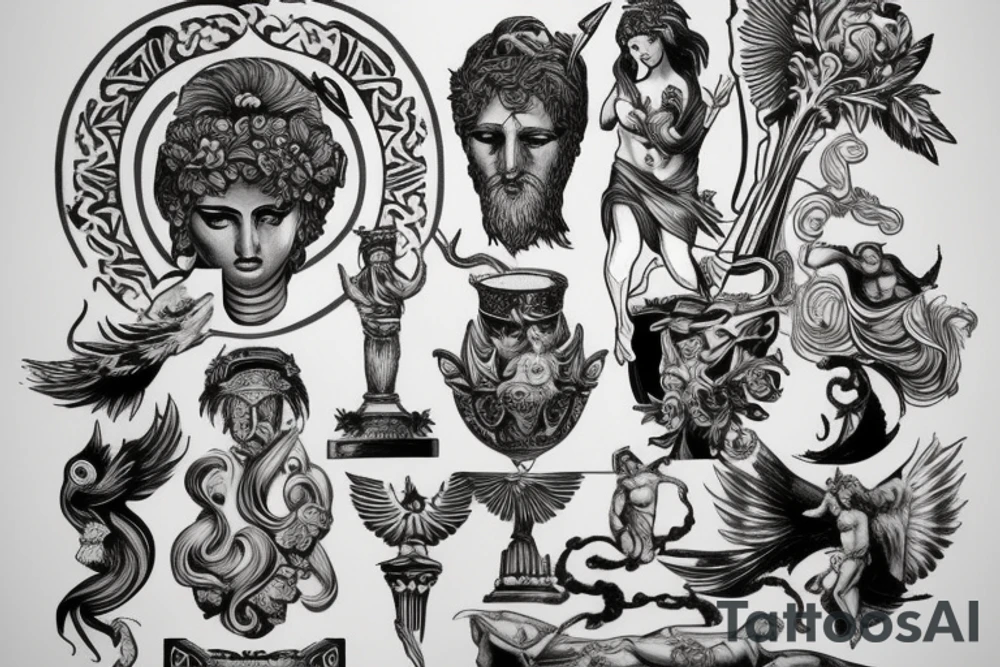 Various Greek and Roman mythology tattoo idea