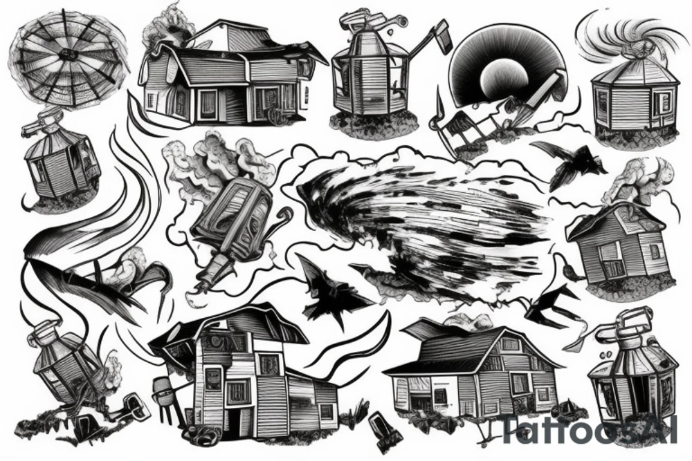 a tornado destroying a farm tattoo idea