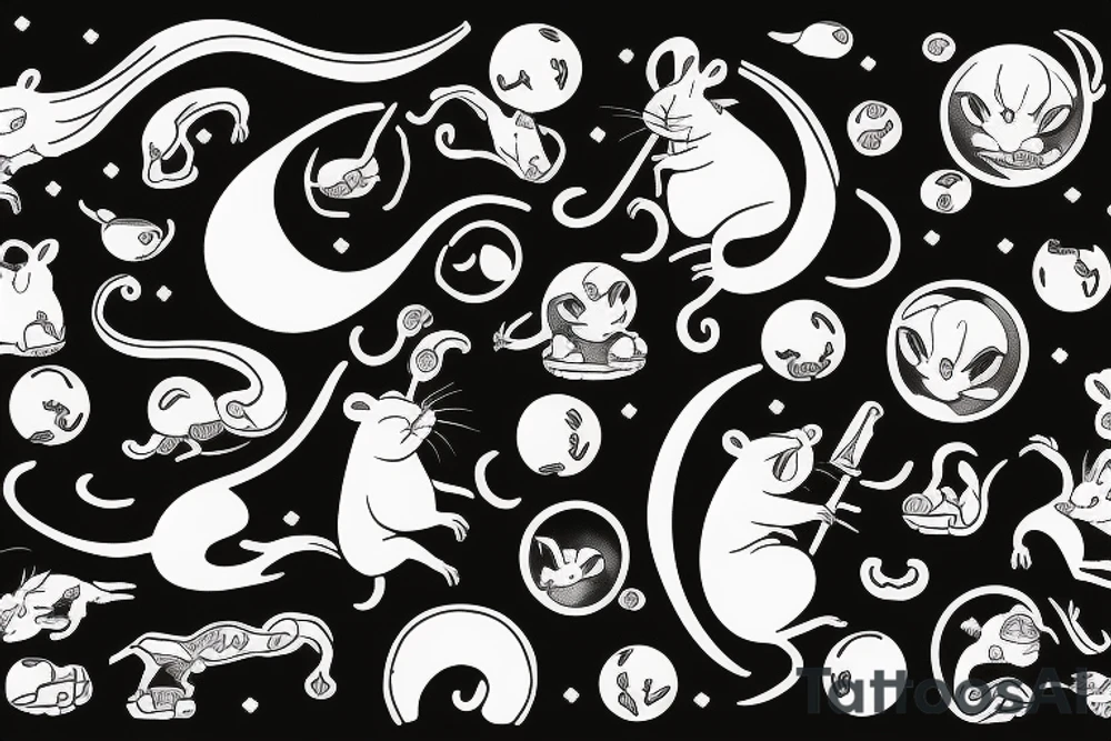 rat running around a moon tattoo idea