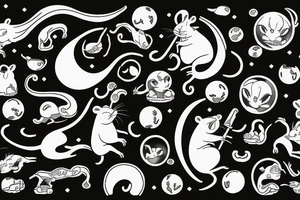 rat running around a moon tattoo idea