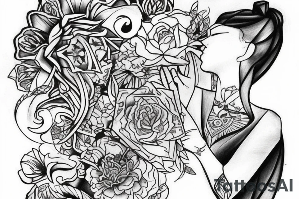 I want a tattoo matching for me and my wife something that will describe our live even there was a down in our relationship. It should be linear. Something like ing yang and some hand holding each side tattoo idea