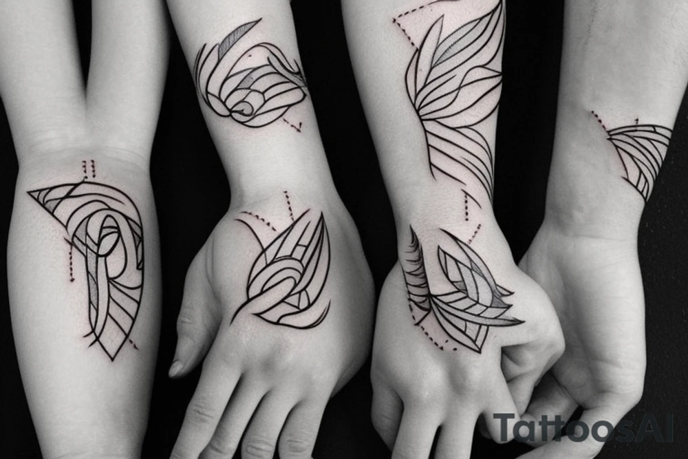 I want a tattoo matching for me and my wife something that will describe our live even there was a down in our relationship. It should be linear. Something like ing yang and some hand holding each side tattoo idea