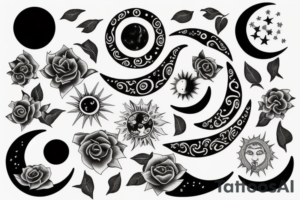 Moon and sun tattoo idea