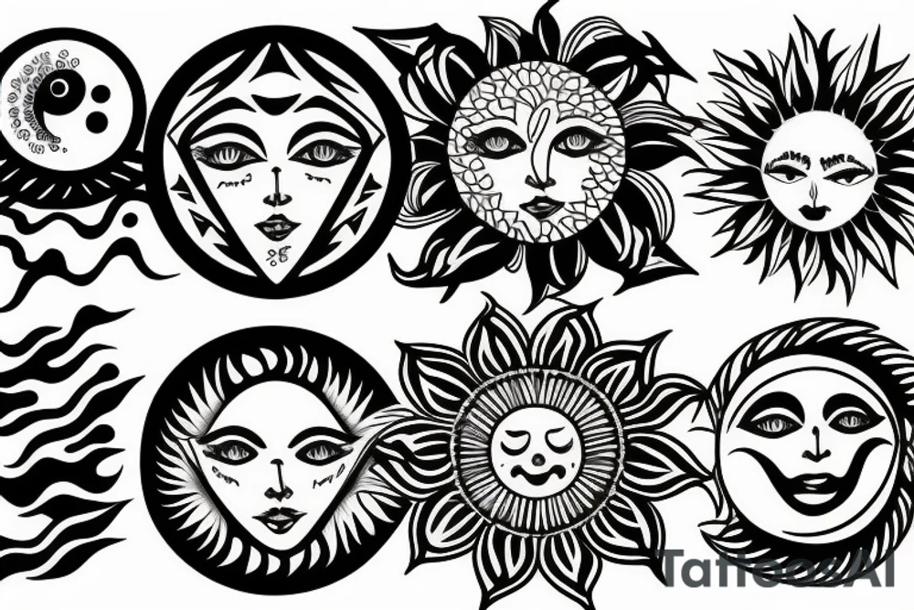Moon and sun tattoo idea