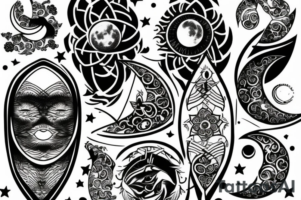 Moon and sun tattoo idea