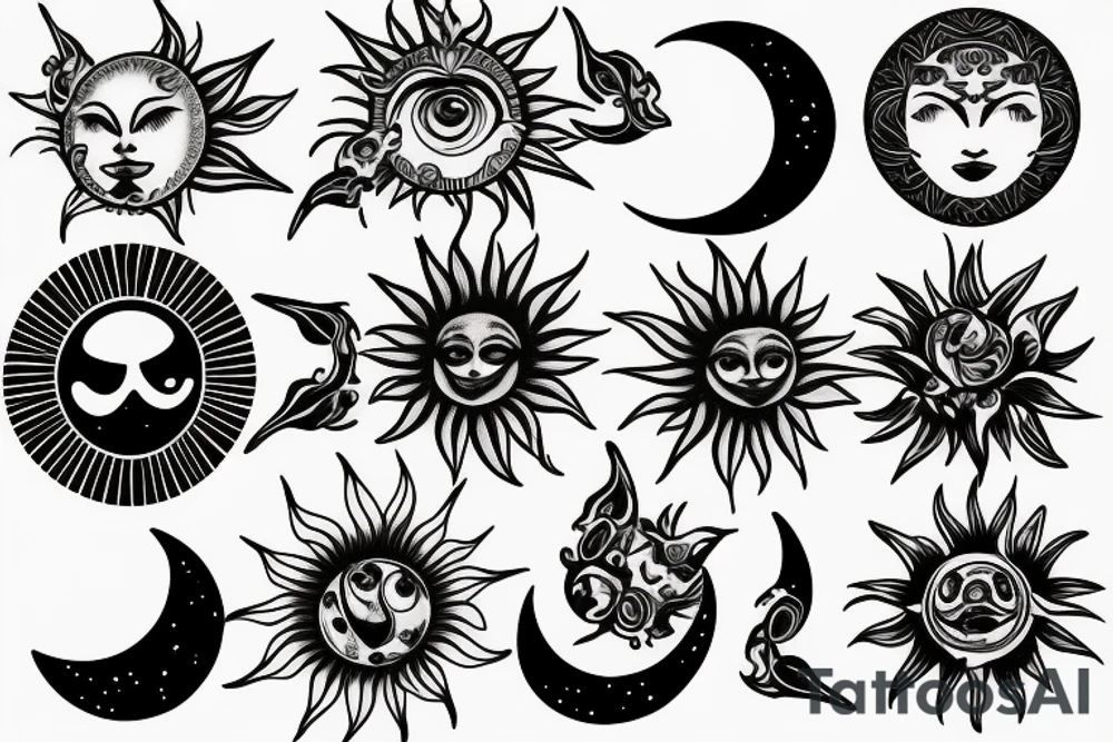 Moon and sun tattoo idea