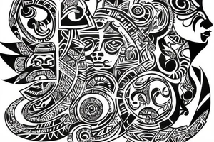 Tribal art with names Mya and Nikko tattoo idea