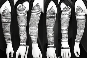 Tribal art arm band tattoo with names Mya and Nikko tattoo idea