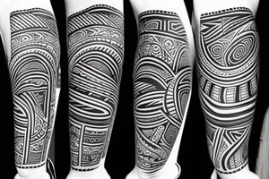Tribal art arm band tattoo with names Mya and Nikko tattoo idea
