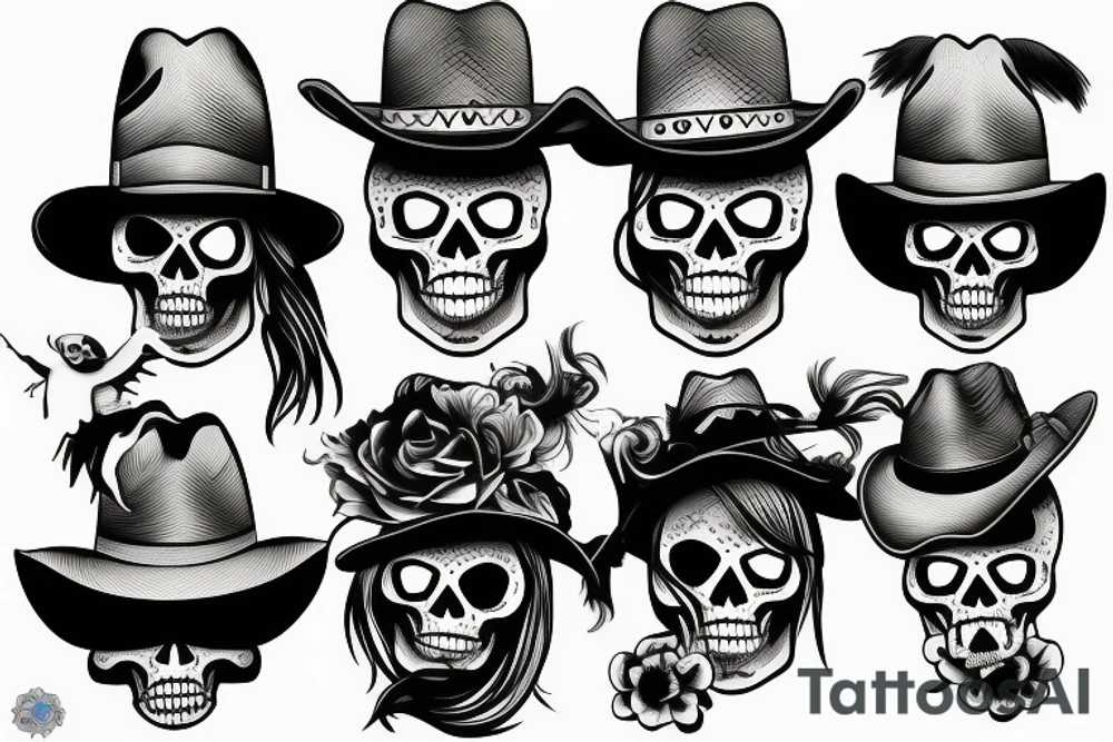 cowboy skeleton tattoo idea