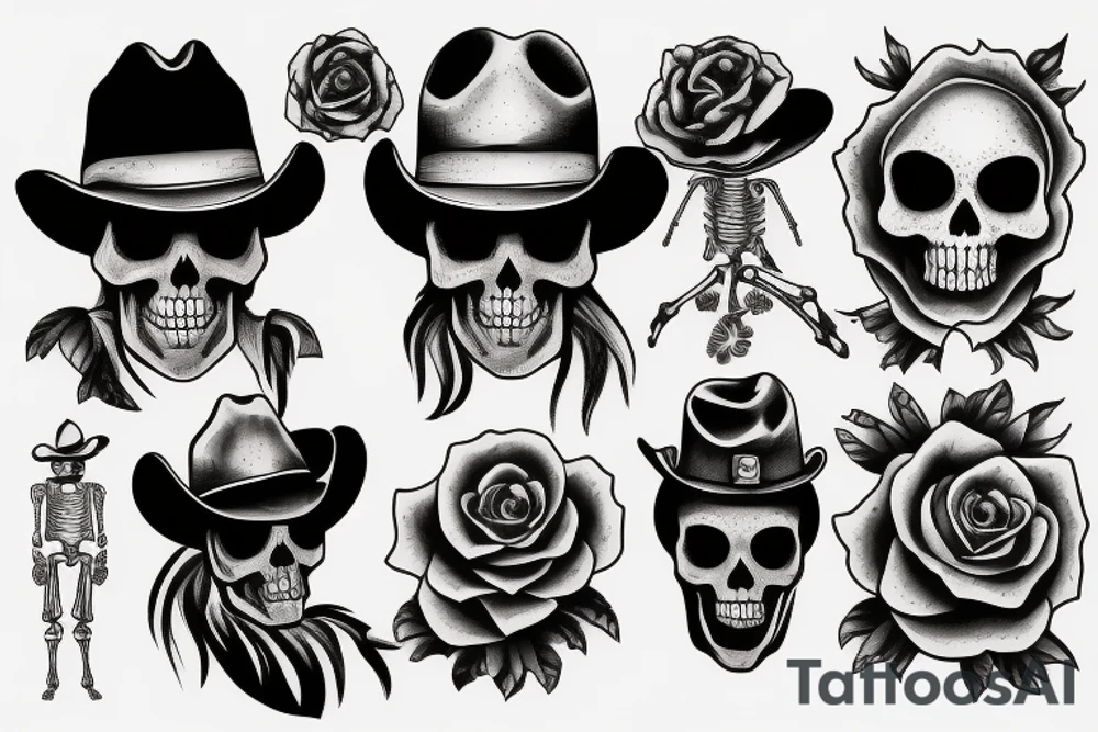 cowboy skeleton tattoo idea