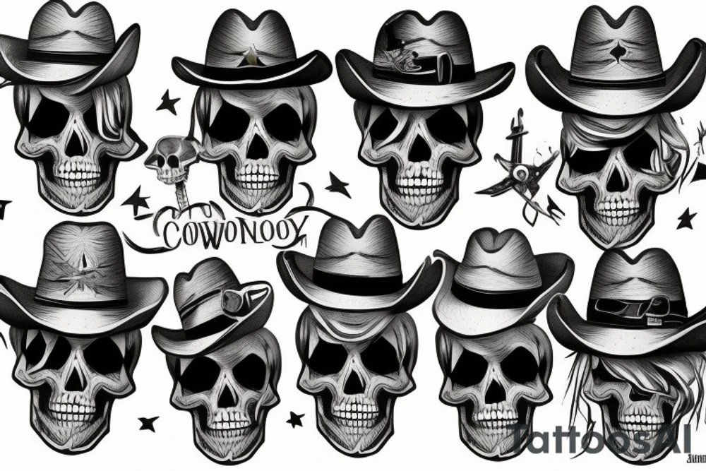cowboy skeleton tattoo idea