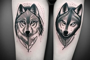 wolf peering out of the trees tattoo idea