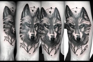 wolf peering out of the trees tattoo idea