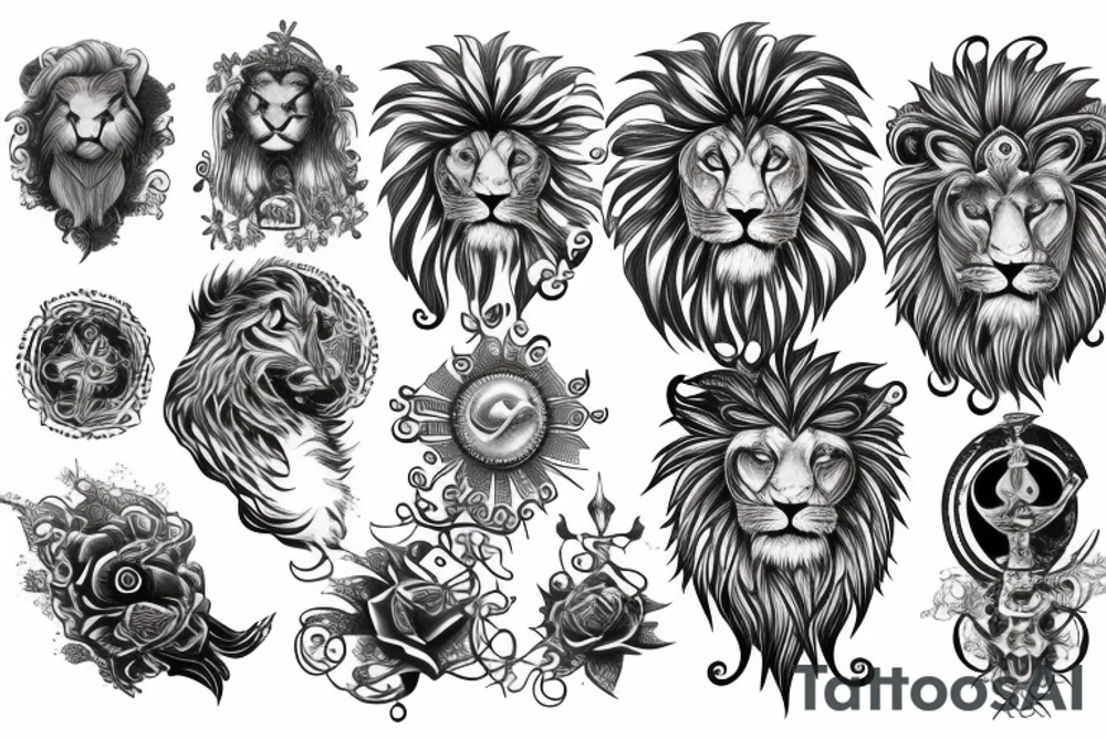Celestial lion tattoo idea