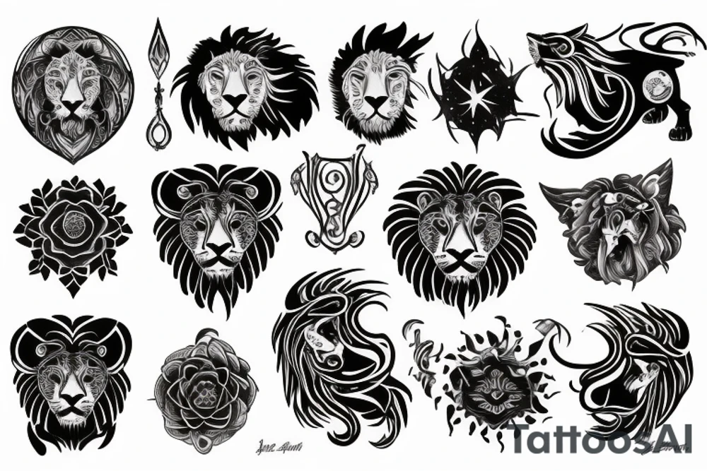 Celestial lion tattoo idea