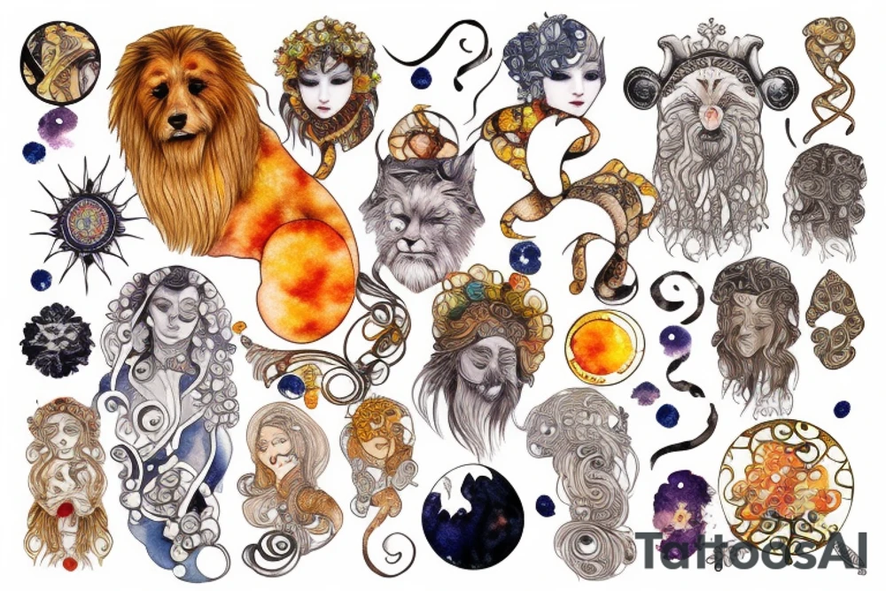 Leo with rising sun tattoo idea