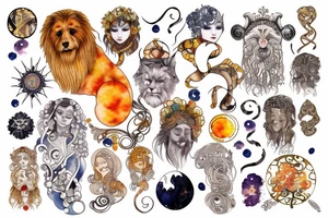 Leo with rising sun tattoo idea