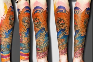 Leo with rising sun tattoo idea