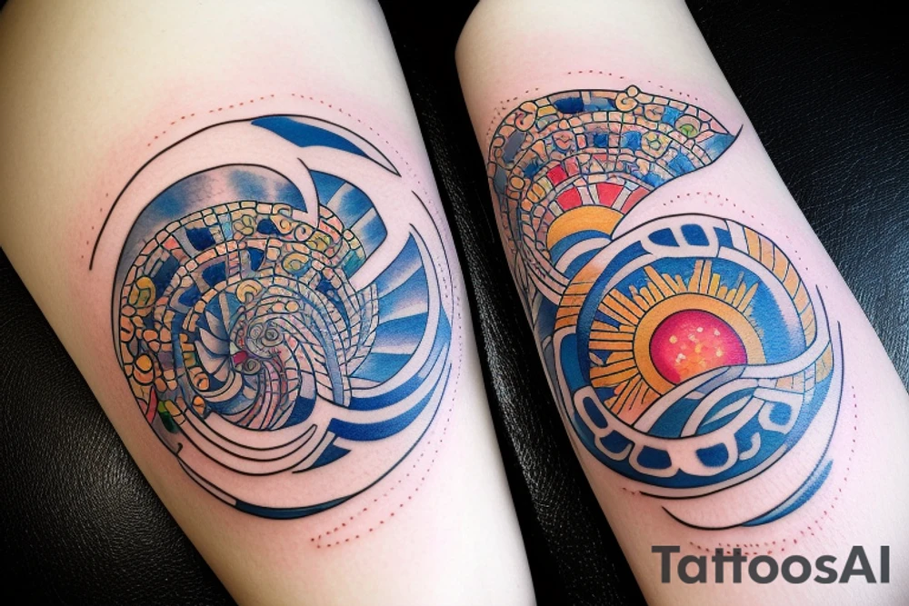 Rising sun and moon tattoo idea