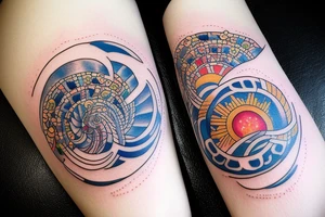 Rising sun and moon tattoo idea