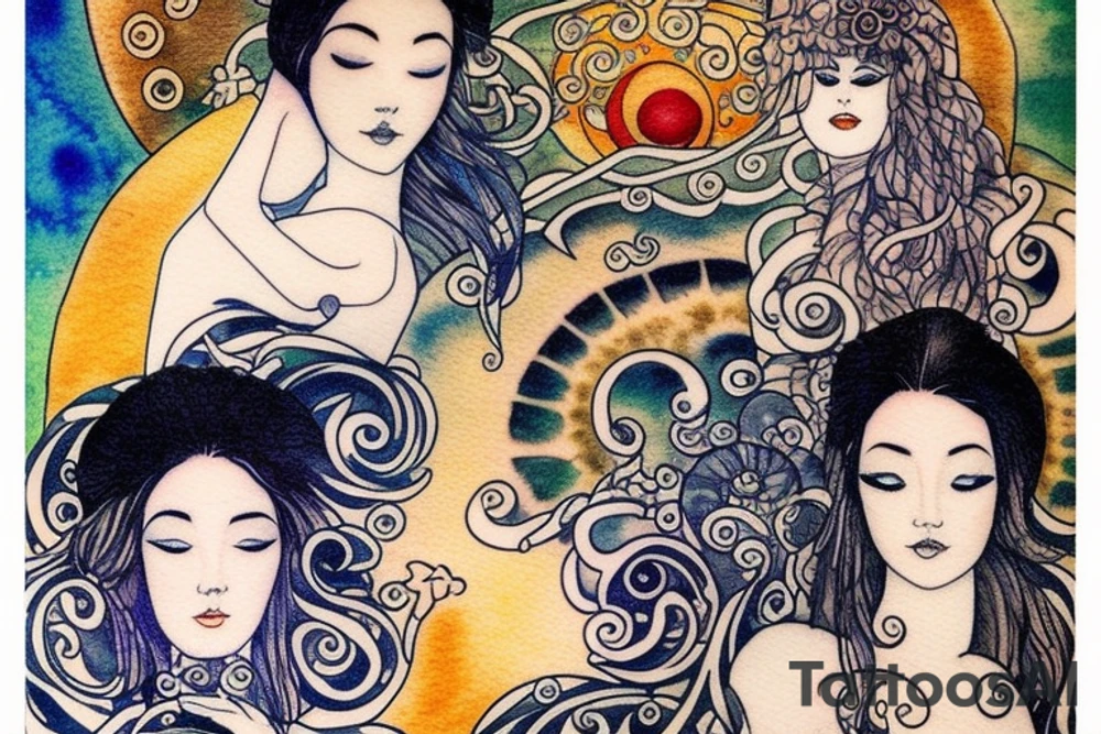 Rising sun and moon tattoo idea