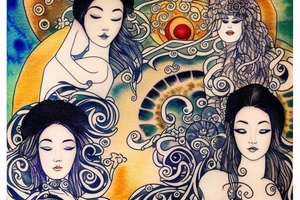 Rising sun and moon tattoo idea