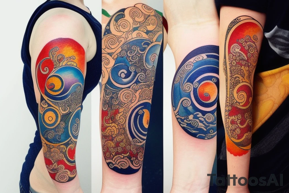 Rising sun and moon tattoo idea