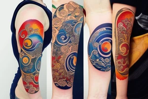 Rising sun and moon tattoo idea