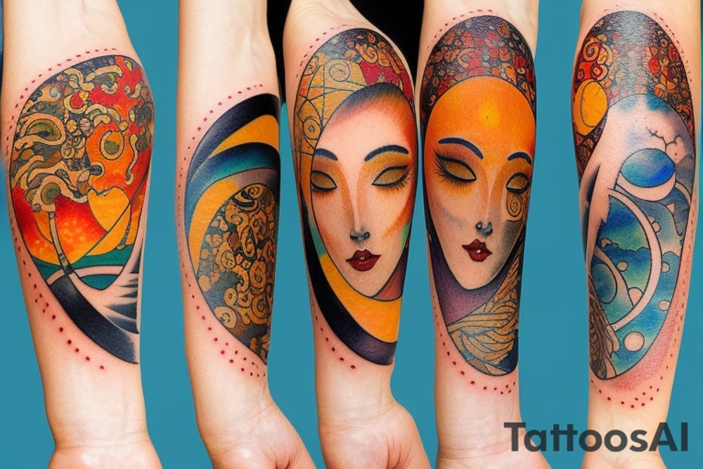 Rising sun and moon tattoo idea