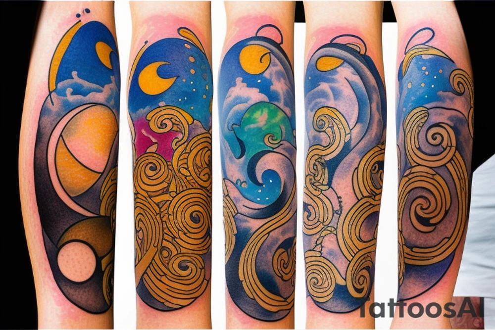 Rising sun and moon tattoo idea