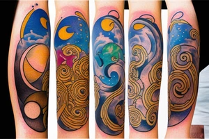 Rising sun and moon tattoo idea