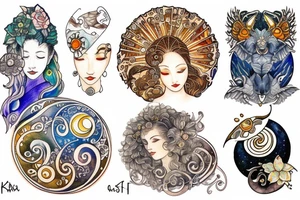 Rising sun and moon tattoo idea