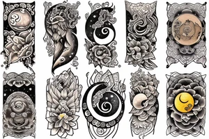 Rising sun and moon tattoo idea