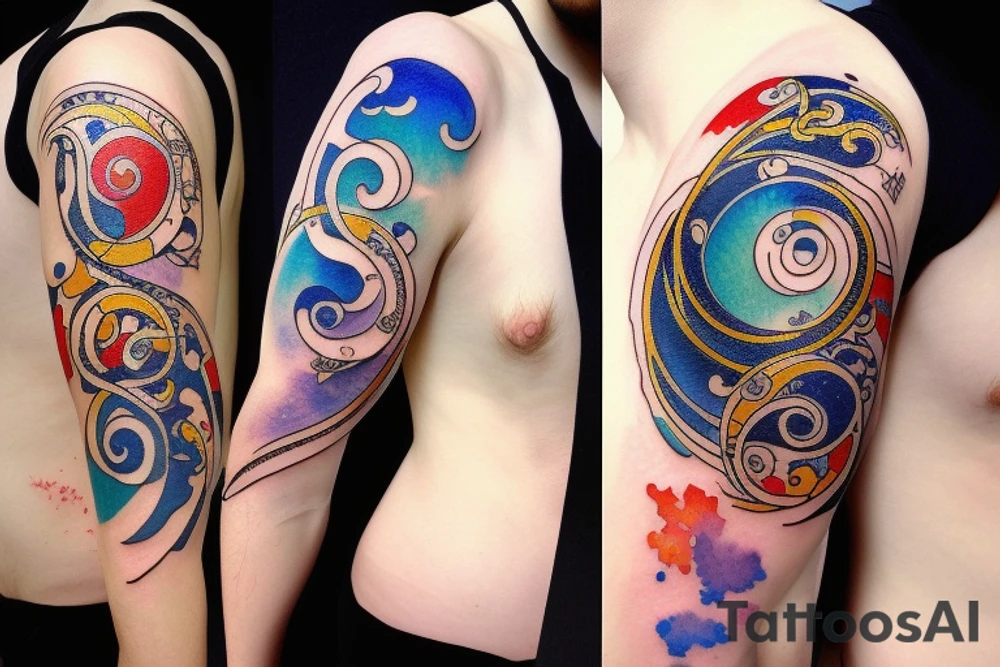 Rising sun and moon tattoo idea