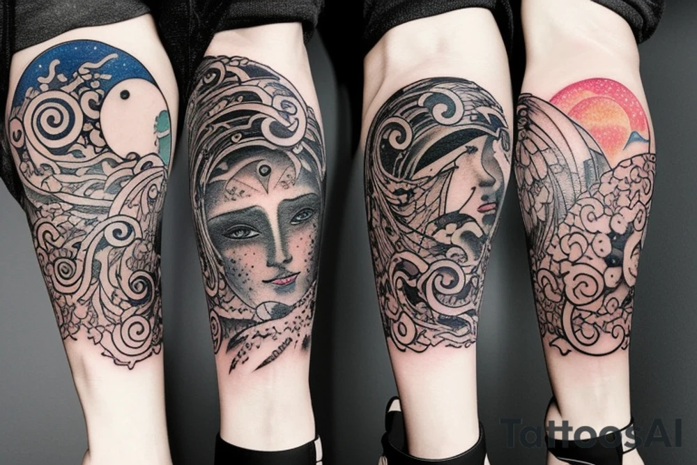 Rising sun and moon tattoo idea