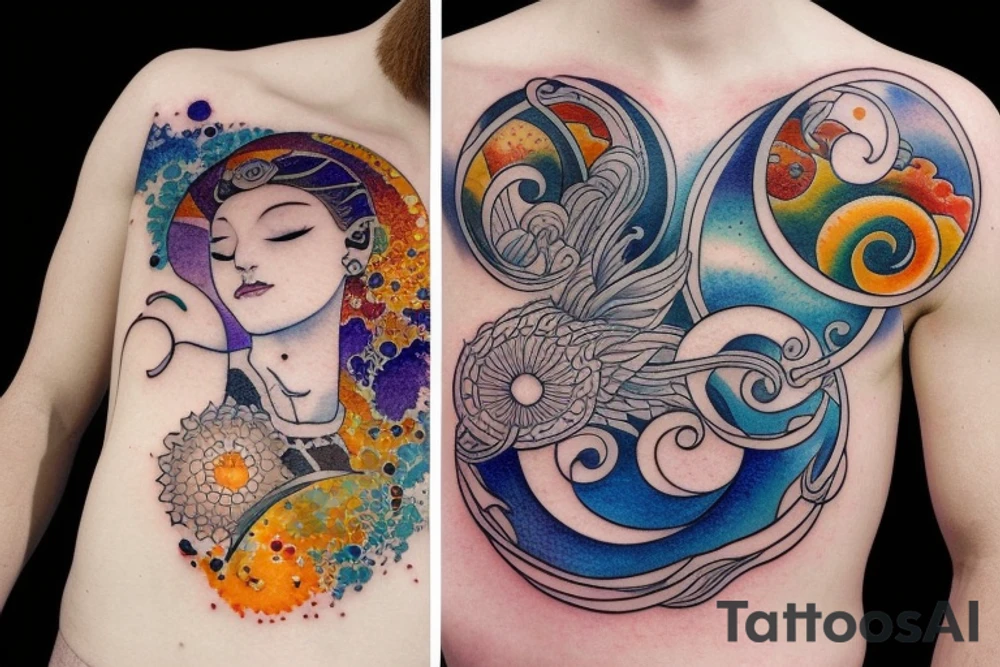Rising sun and moon tattoo idea