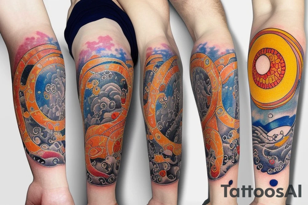 Rising sun and moon tattoo idea
