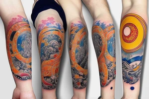 Rising sun and moon tattoo idea