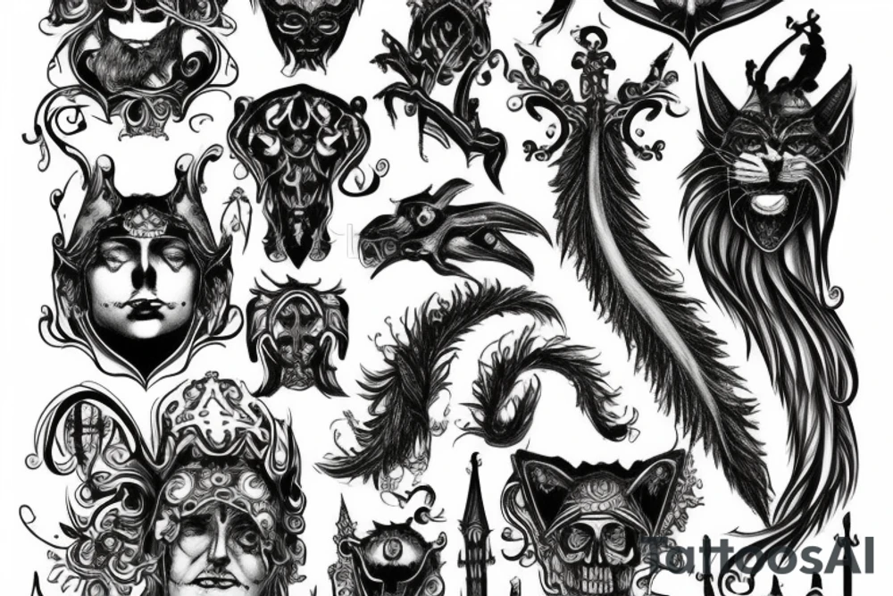 Gothic style. Leo of san marco. Number 37 tattoo idea