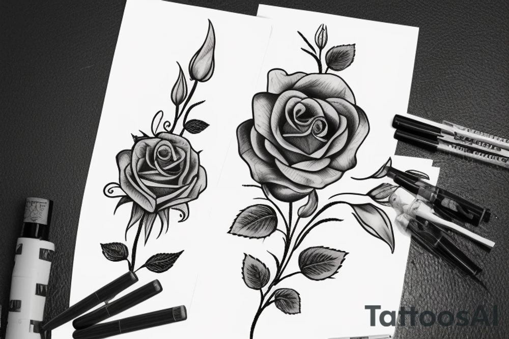 long stem rose tattoo idea