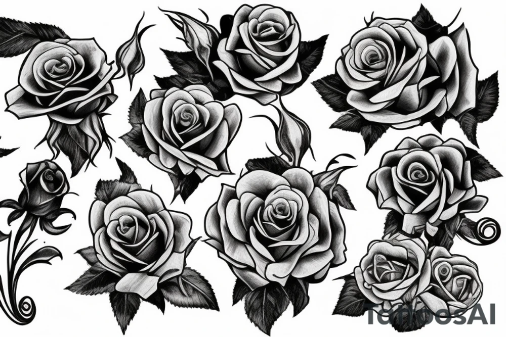 single long stem rose from beauty and the beast tattoo idea